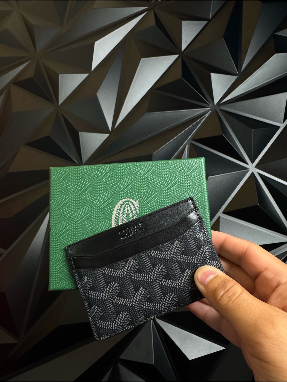 Unisex Style Black Patterned Leather Card Holder